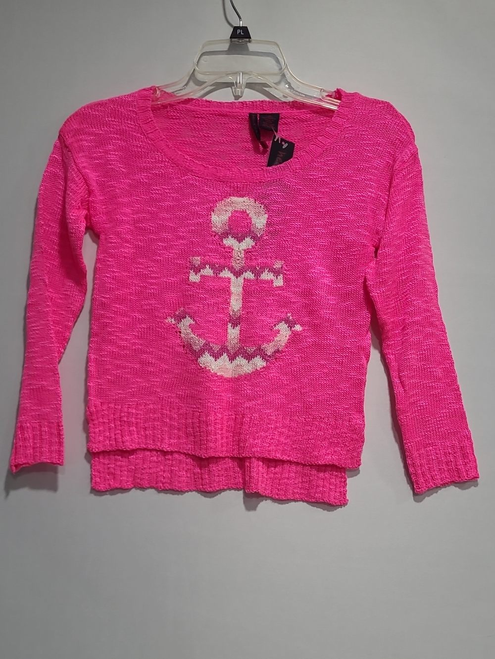 Heart N Crush Girls Bright Pink Anchor Knit Sweater - Sz M